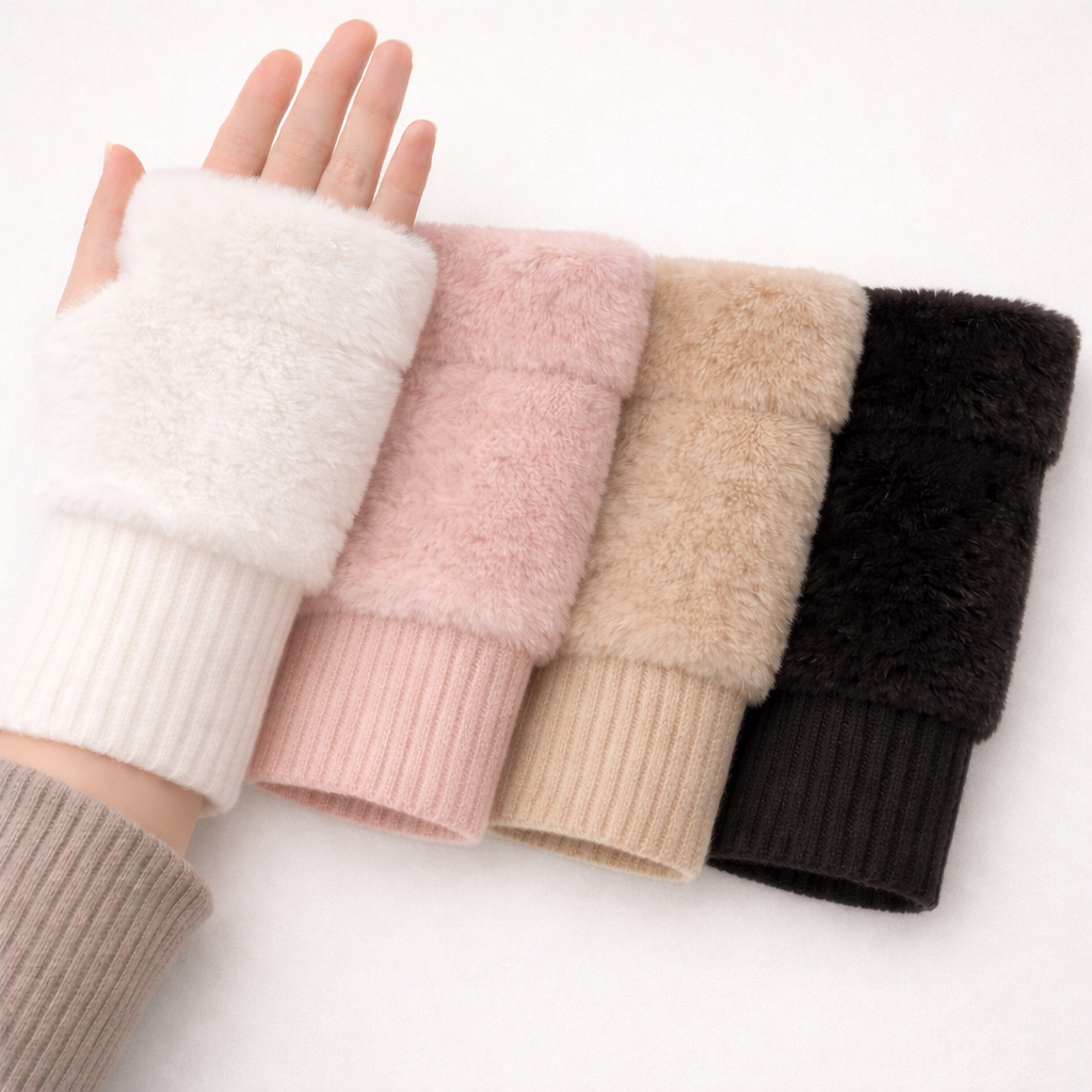 Ivory Knit Wrist Mittens