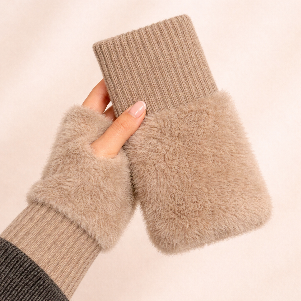 Ivory Knit Wrist Mittens