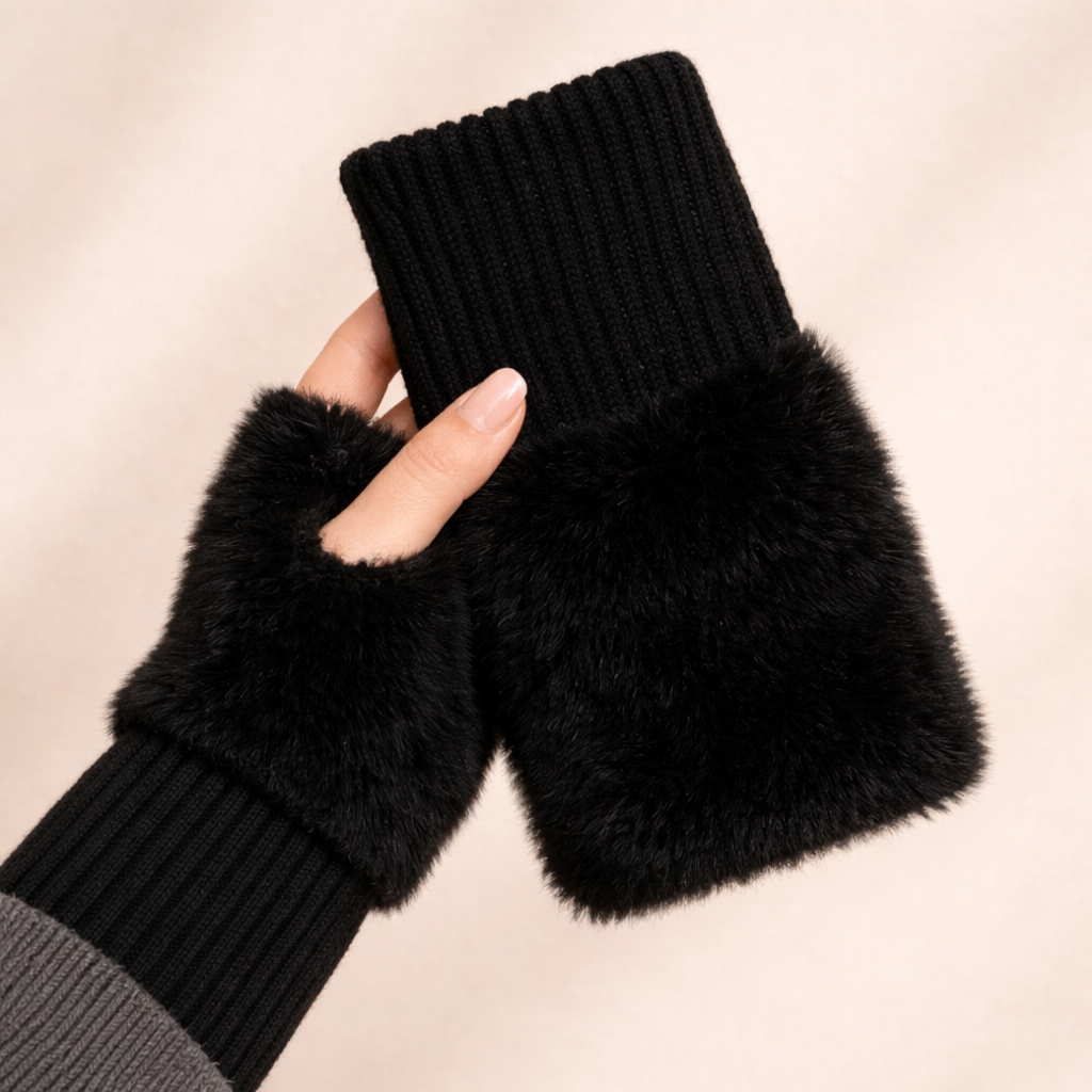 Ivory Knit Wrist Mittens
