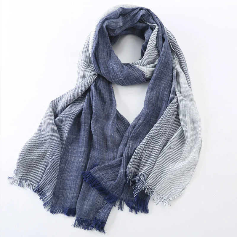Brand Winter Men's Scarf Fashion Plaid Striped Tassel Shawls and Wrap Bufandas Cachecol Cotton Linen Wrinkled Scarves for Men
