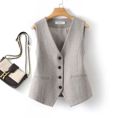 Single-breasted Slim Fit Woolen Vest Outer Wear Waistcoat Inner Wear