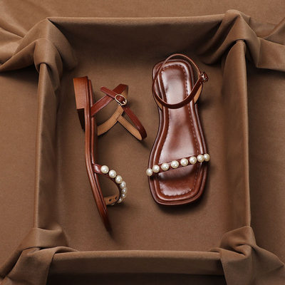 Alessia Pearl Strap Sandals – Women’s Low Heel Cushioned Slides