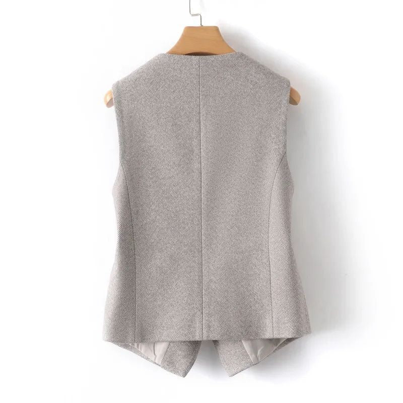 Single-breasted Slim Fit Woolen Vest Outer Wear Waistcoat Inner Wear