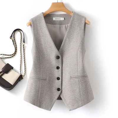 Single-breasted Slim Fit Woolen Vest Outer Wear Waistcoat Inner Wear