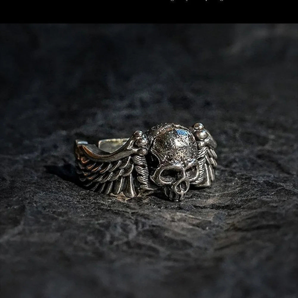 Jett Wings Skull Ring