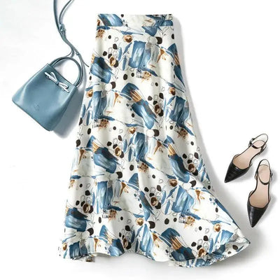Isabella Floral A-Line Skirt – High-Waist Mid-Length