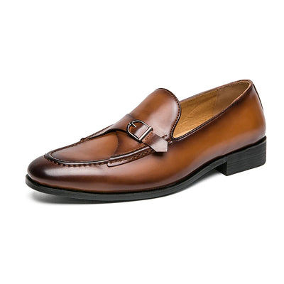 Alessandro Orthopedic Monk Loafers – Men’s Genuine Leather Dress Shoes