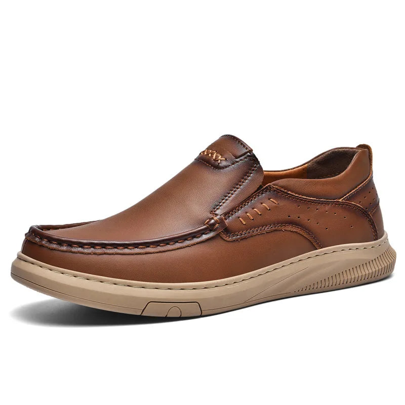 Brown leather shoe on a white background