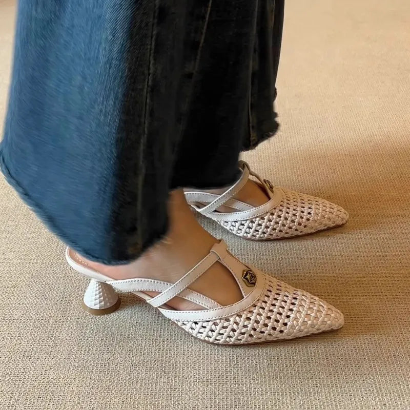 Carla Woven Kitten Mule