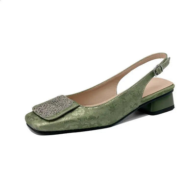 Elina Comfort Square-Toe Sandals - Women's Embroidered Low Heel