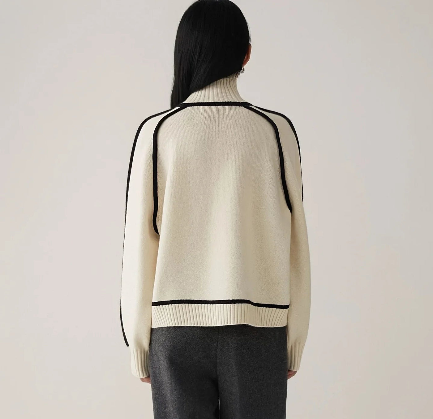 Lucia Color-Blocked Turtleneck Sweater