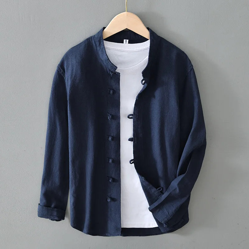 Hugo Linen Stand Collar Shirt