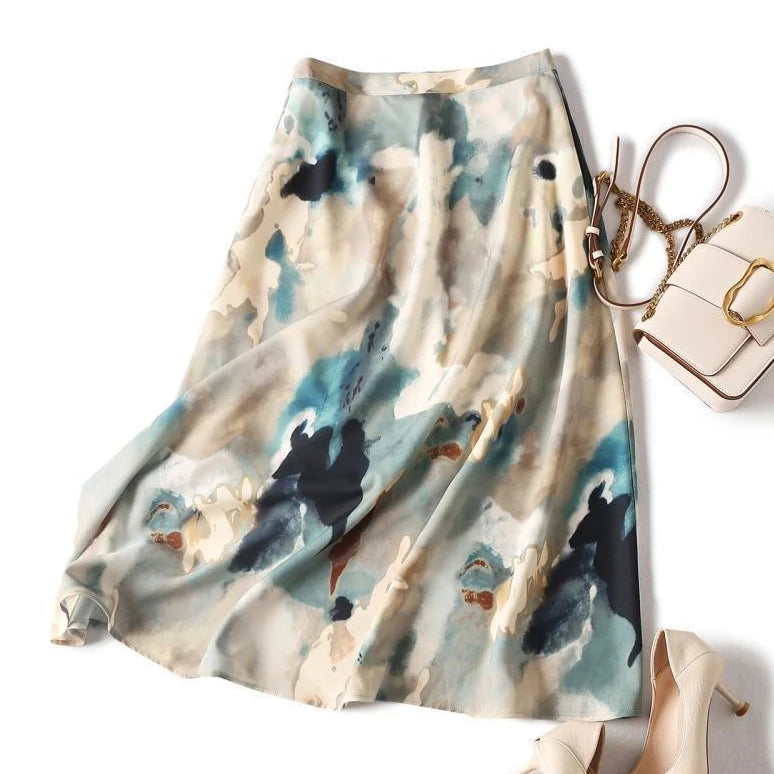 Isabella Floral A-Line Skirt – High-Waist Mid-Length