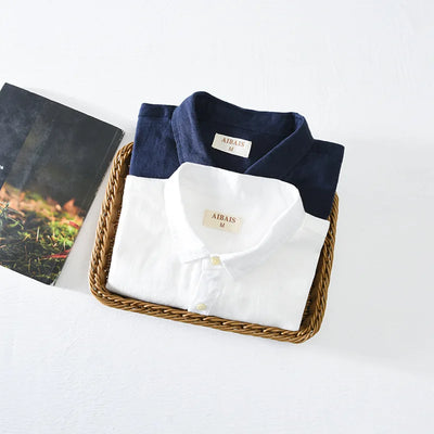 Theo Linen Pullover Shirt – Men’s Loose Fit Long Sleeve Shirt