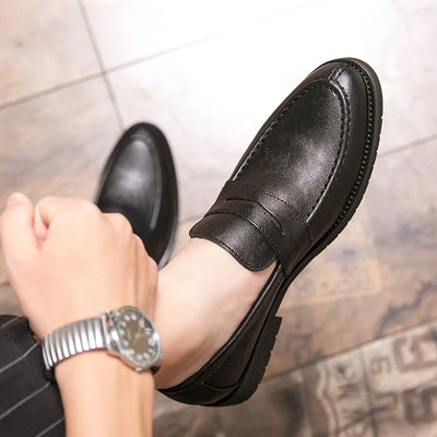 The Orwell Black Leather Loafers