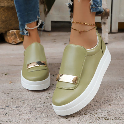 Aria Leather Platform Sneakers – Women’s White Casual Loafers