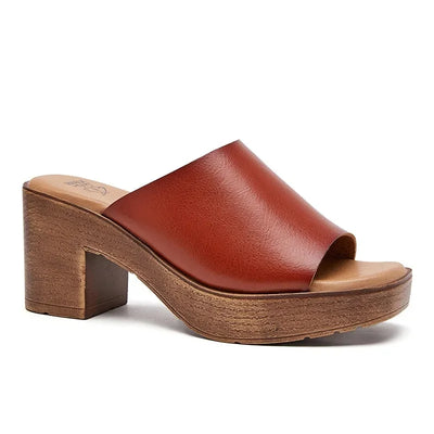 Solene Platform Slides in Dark Brown