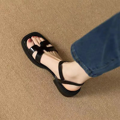 Mia Strappy Ankle Sandals – Women’s Square Heel Slip-Ons