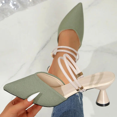 Alessia Textured Slim-Heel Slingbacks – Pointed-Toe Mules