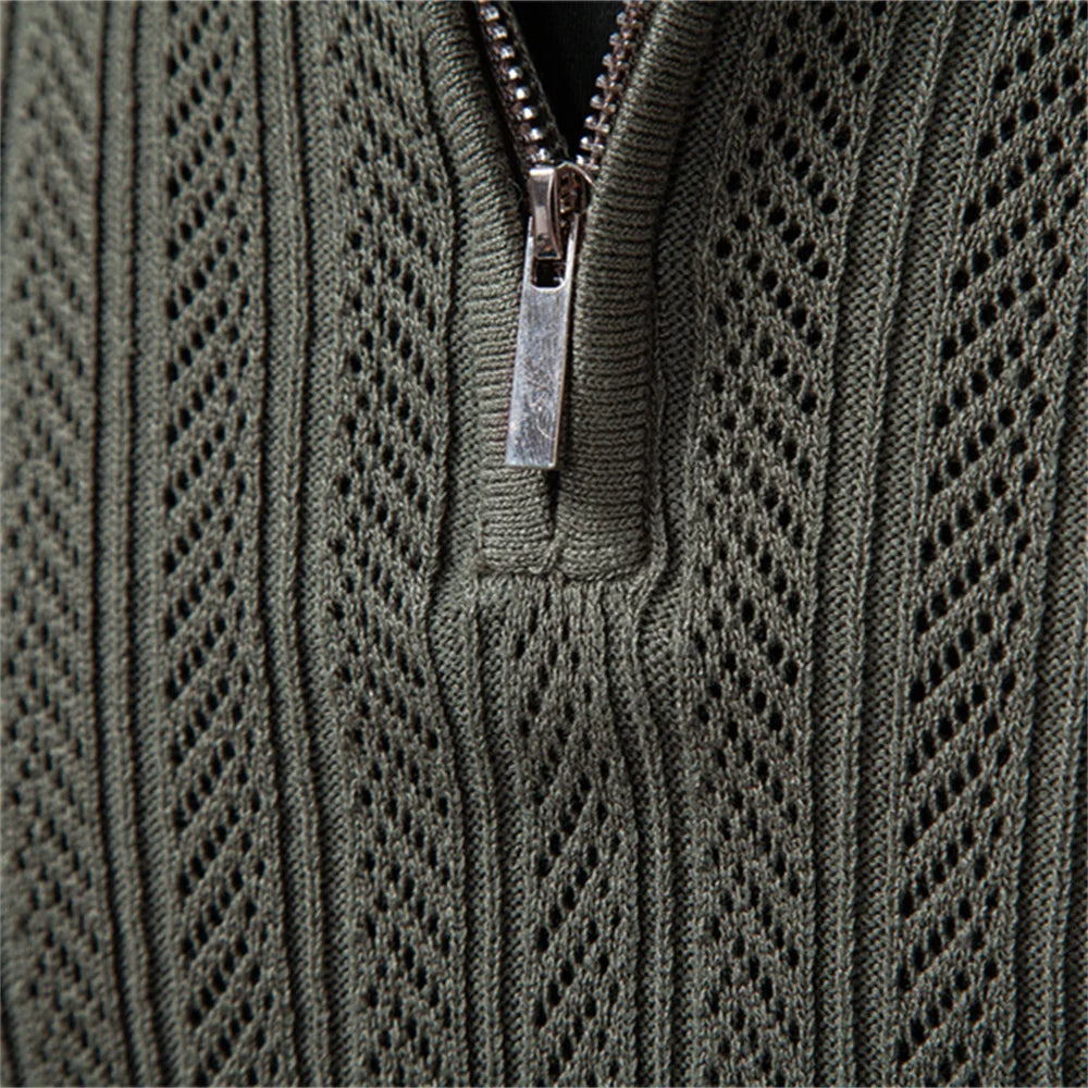 Alessio Zip  Textured Polo