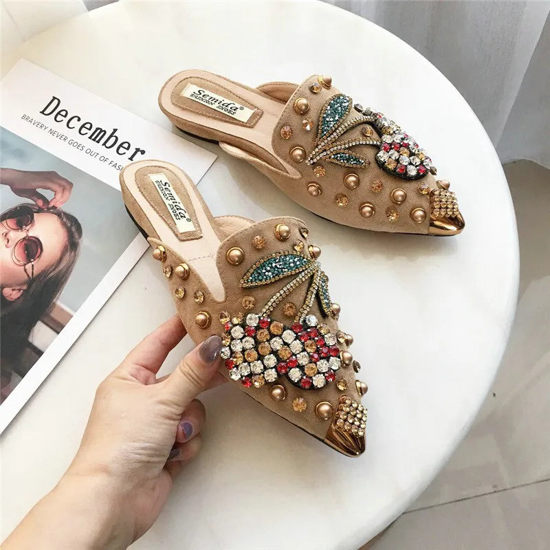 Bijou Rhinestone Flat Mule