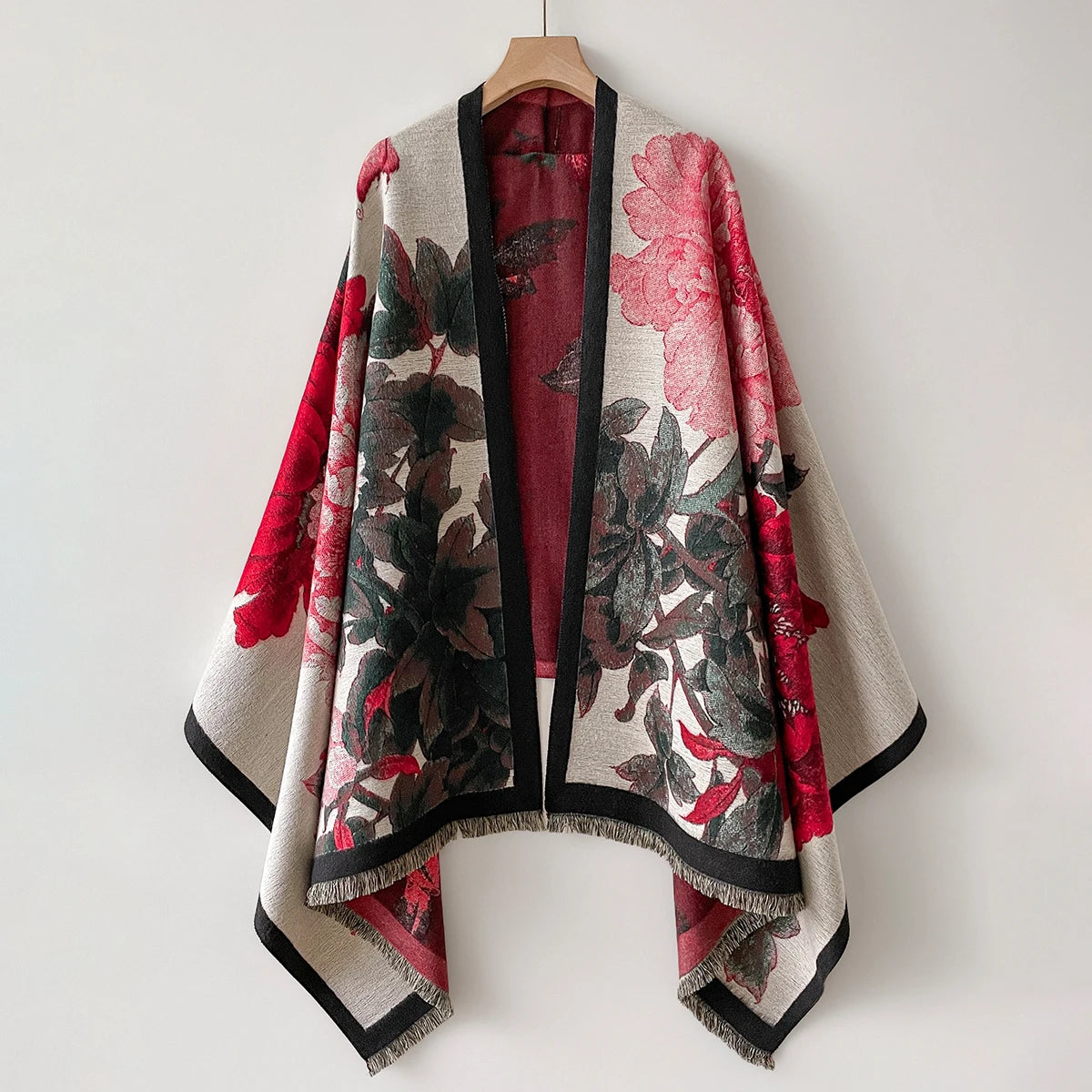 Giovanna Cashmere Floral Jacquard Poncho