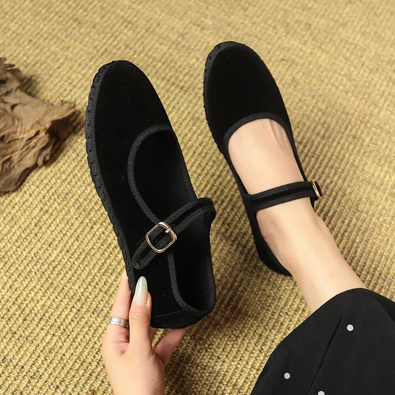 Mary Jane Velvet Flat