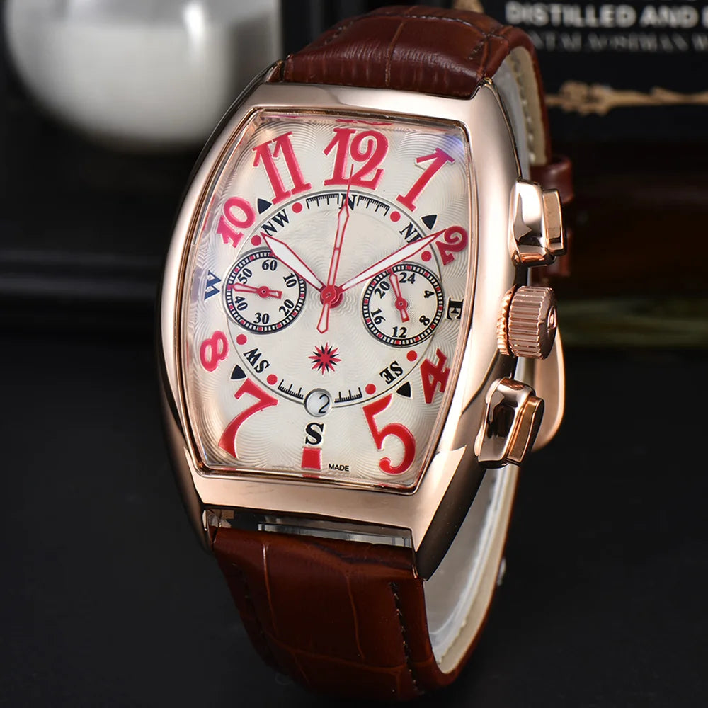 Lorenzo Croco Leather Chronograph Watch