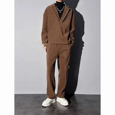 2025 New Autumn Thin Trendy Casual SuitMen's Clothing Long-sleeved Pullover Sweatshirt Versatile Trousers Fashion Two-piece Set