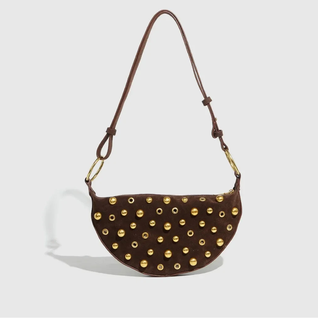 Valentina Stud Crescent Bag