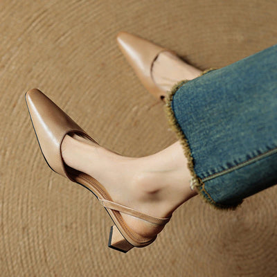 Mara Genuine Leather Slingback Pumps