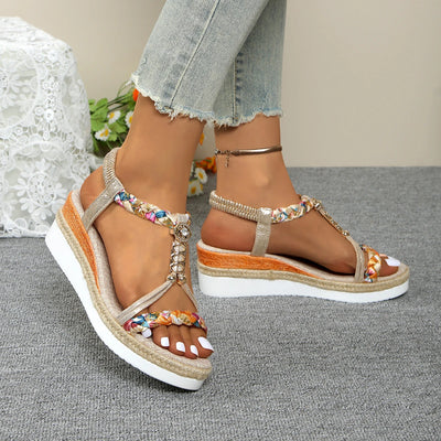 Bianca Orthopedic Wedge Sandals – Braided Slip-On with Arch Support
