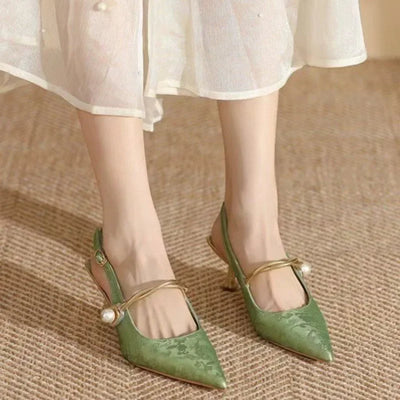 Celeste Satin Pearl Heels