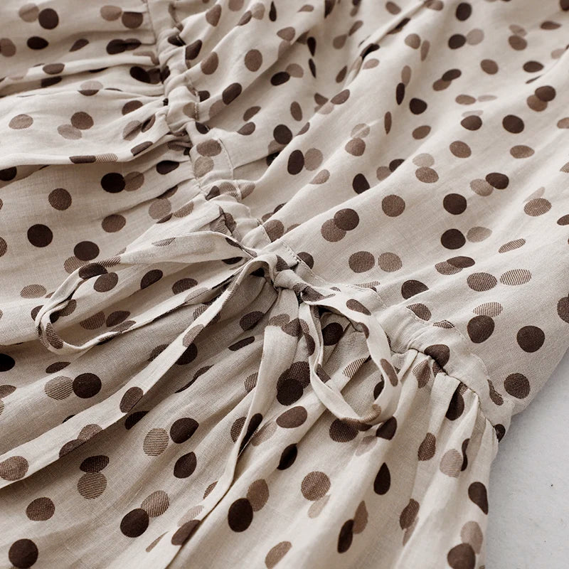 Rumi Dot Cotton-Blend Long Dress - Women's Breathable and Loose Fit