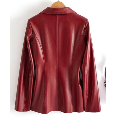Red leather jacket on a white background
