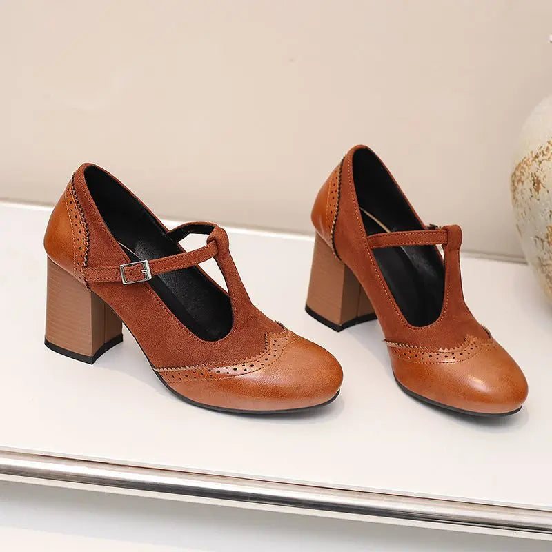 Ivy Buckle Heels Classic Round