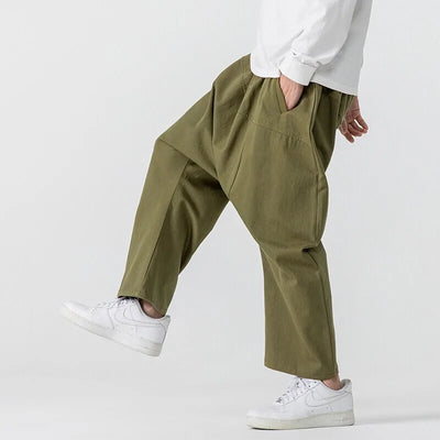 Riku Cotton-Linen Baggy Pants – Men’s Wide Leg Streetwear