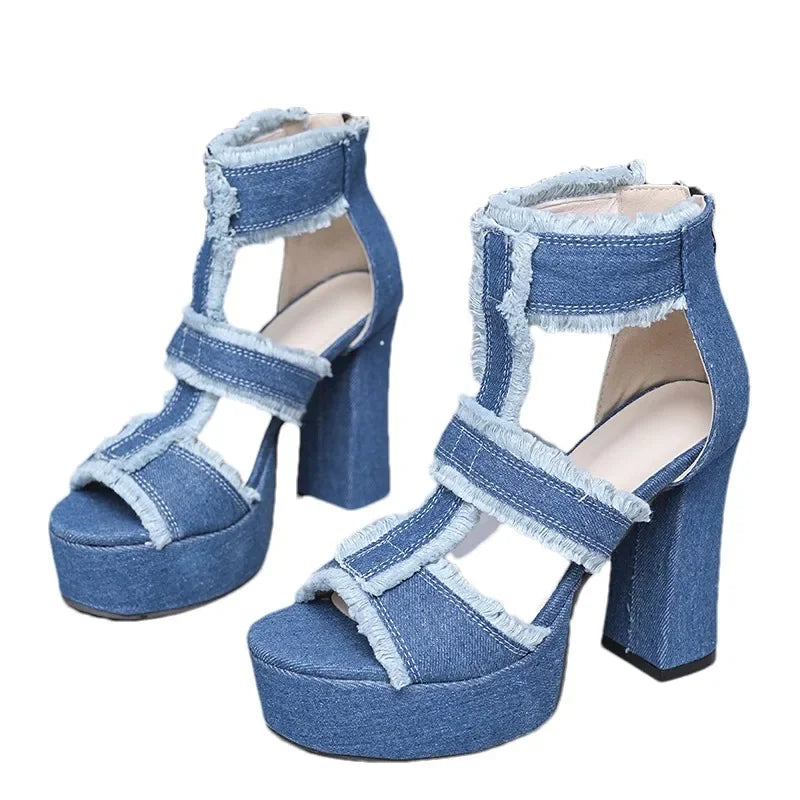 Fashion Chunky Heeled Women's Sandals Super High Heels Shoes Designer Dress Pumps 2025 New Trend Party Summer Sandalias De Mujer