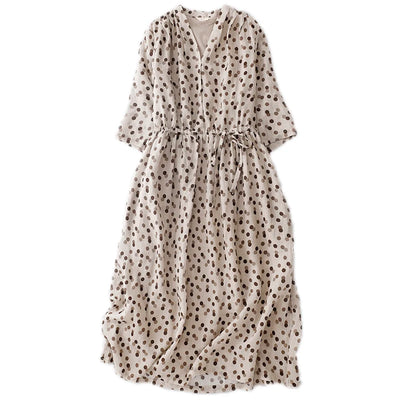 Rumi Dot Cotton-Blend Long Dress - Women's Breathable and Loose Fit