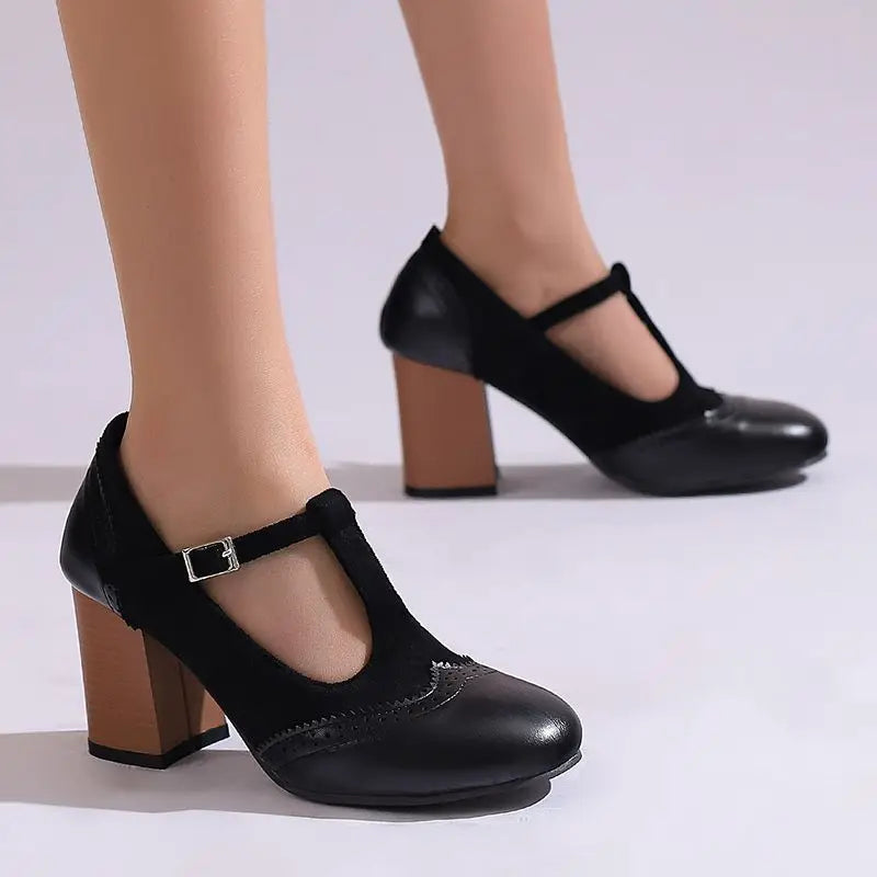 Ivy Buckle Heels Classic Round