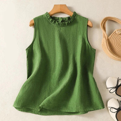 Francesca Linen Shirt – Loose Sleeveless Button-Up