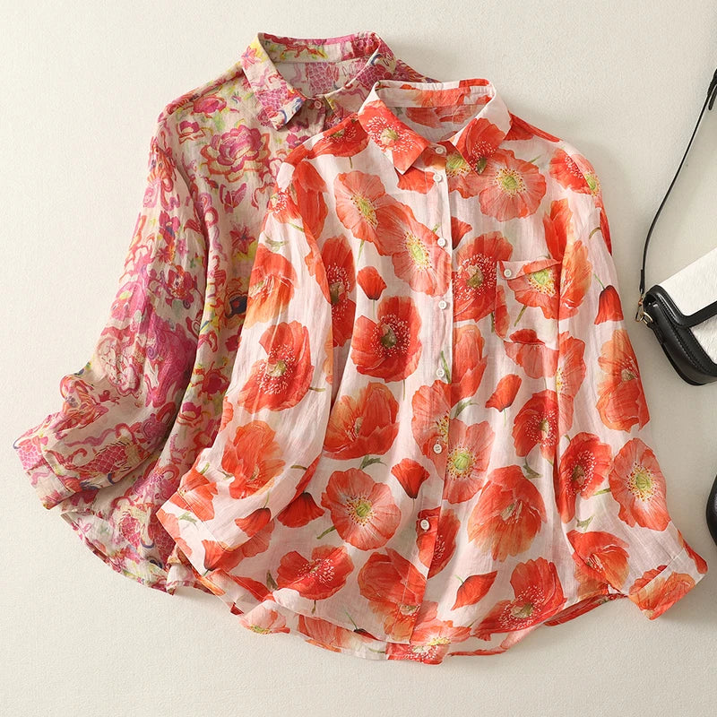 Bloom Linen Print Shirt