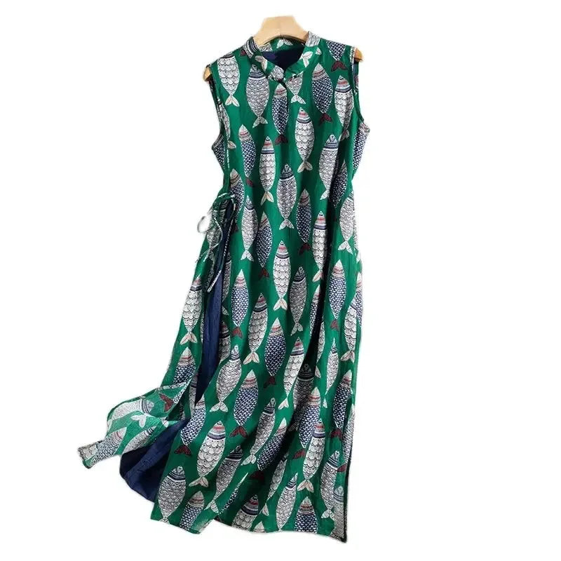 Cleo Linen Dress- Sleeveless Loose A-Line Fit