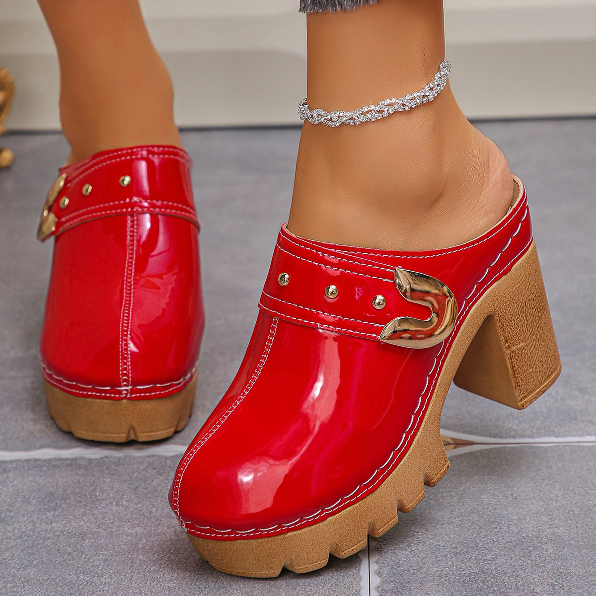 Emma Chunky Heel Mules