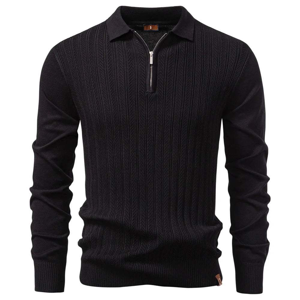 Alessio Zip  Textured Polo