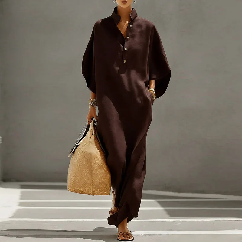 Mia Dress Elegant Linen Blend Loose Fit