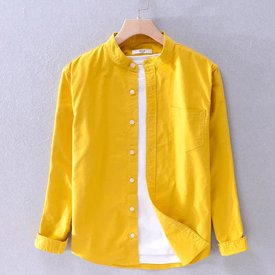 Leo Cotton Stand Collar Long Sleeve Shirt