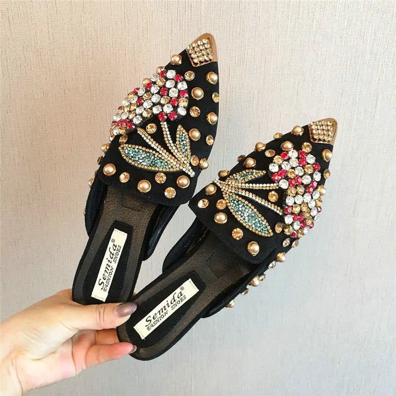 Bijou Rhinestone Flat Mule