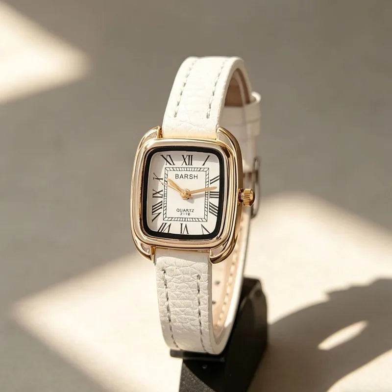 Barsh Genuine Leather Square Watch