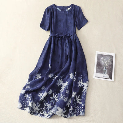 Aida Cotton Blend Dress – Women’s Floral Print Summer Midi